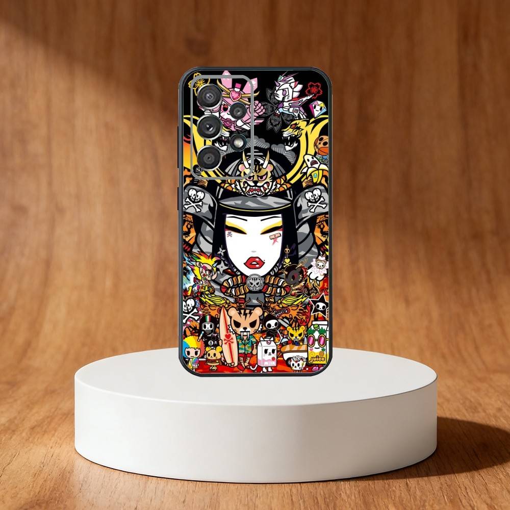 J-Japan T-okidokis Girl Phone Case For Samsung S25,S24,S21,S22,S23,S30,Ultra,S20,Plus,Fe,Note,10,9,5G Black Cover