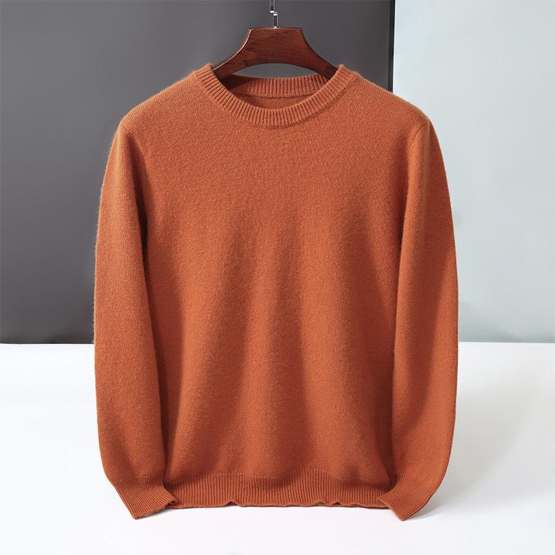 New round neck 100 pure cashmere sweater solid color loose thickened pullover knitted primed warm sweater
