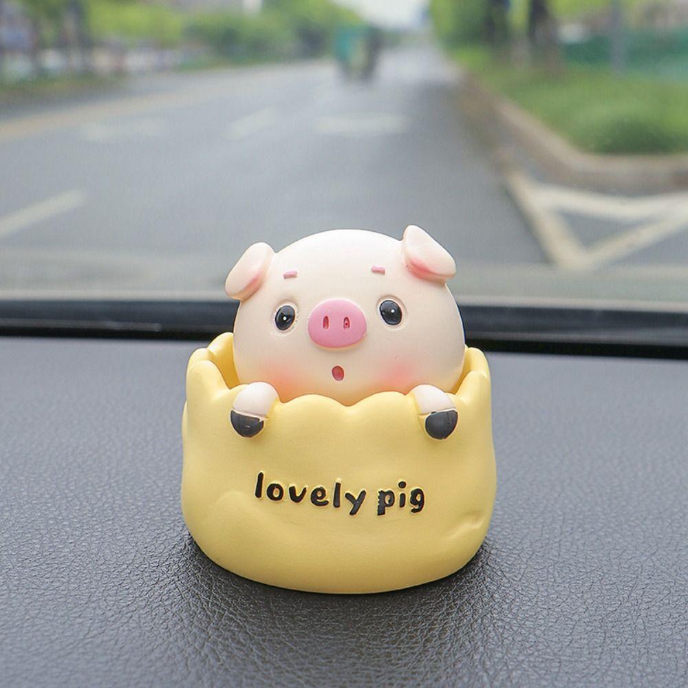 Resin Pig Shaking Head Car Ornament Shaking Head Shaking Head Pig Resin Figure Home Decoration