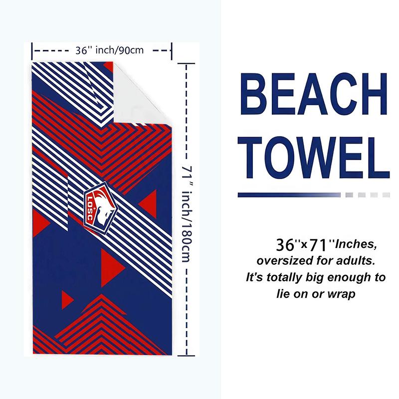 Lille OSC Print Beach Towel, Large Soft Quick Dry Towel for Beach Camping Swimming