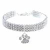 Colorful Alloy Footprint Pendant Pet Necklace with Rhinestone Dog Chain Cat Collar