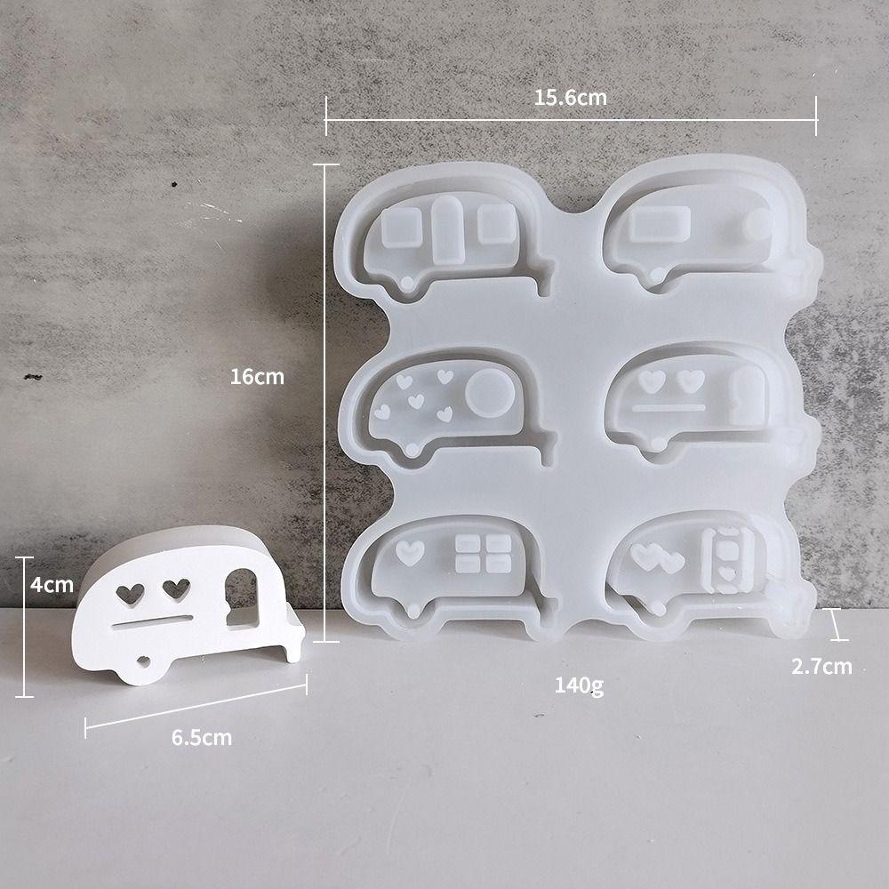 Mini Car Silicone Mold Handmade DIY Crafts Bus Silicone Mold 3D Hollow Heart Creative Bus Desktop Decorative Light Home Decor