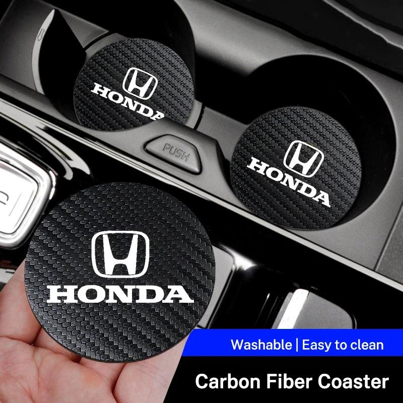 2Pcs Leather Coaster Anti-noise Water Cup Pad Cushion For Honda Accord Civic FIT Insight CRV Jazz HRV CRZ CRX City Vezel Pilot OG5