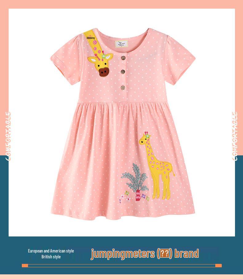 Neuer Stil Cartoon Besticktes Kurzarmkleid für Mädchen