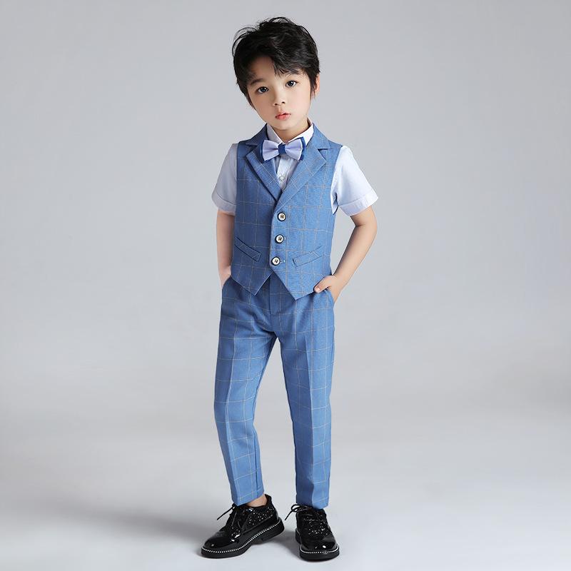 vest suit summer new short-sleeved performance suit three-piece children's speech baby year-old flower girl dress