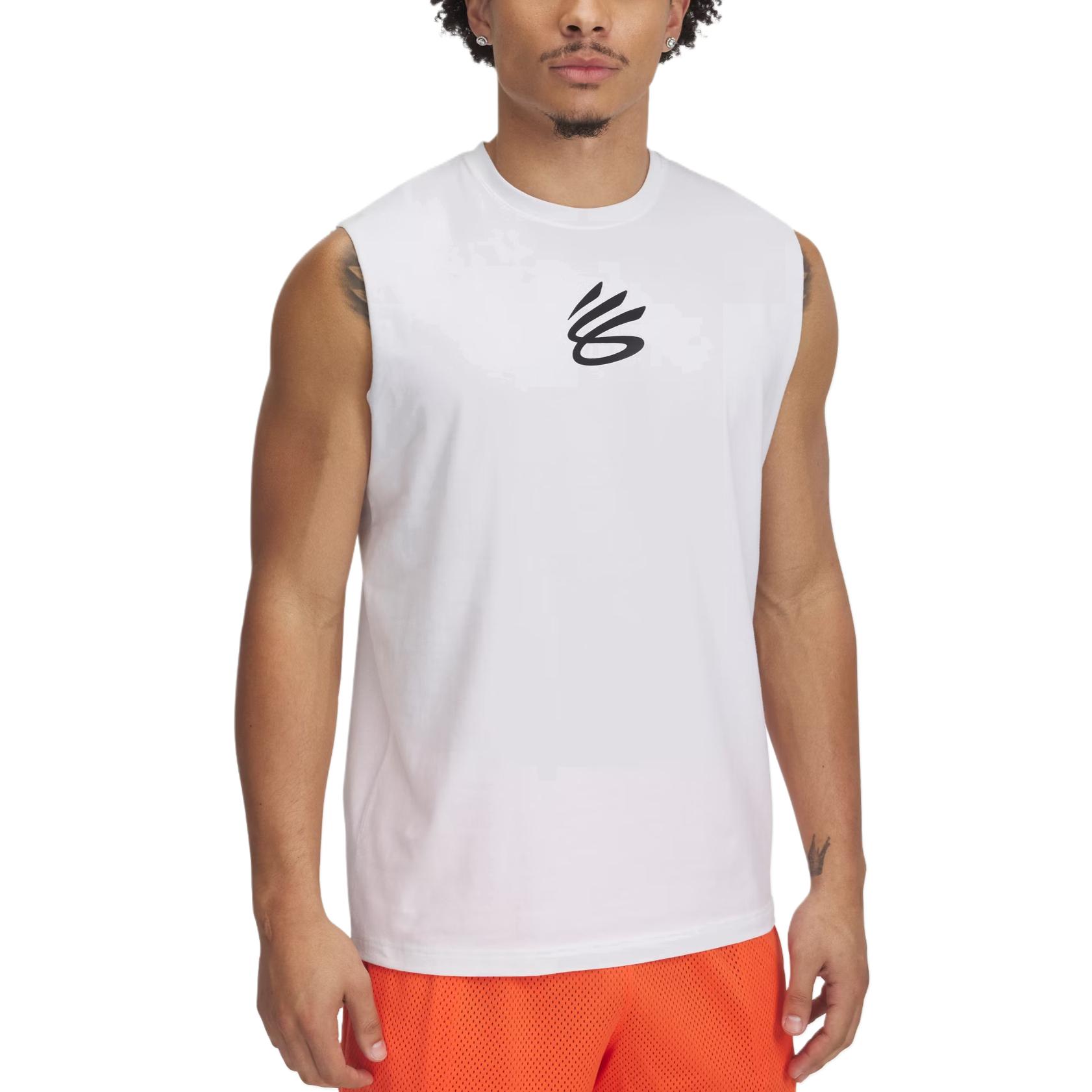

Under Armour Curry Comfortable Stylish Simple Solid Color Versatile Tank Top Men Tops White 1390352-100 M