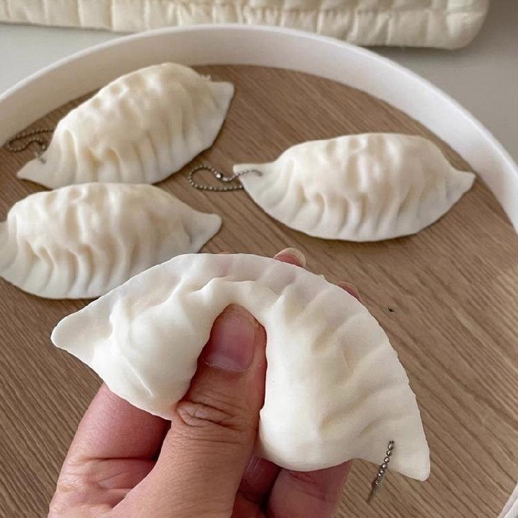Simulation Dumpling Keychain Bag Pendant Cute Mini Squeeze Toy Dumpling Simulation Food Decoration Charm Stress Relief
