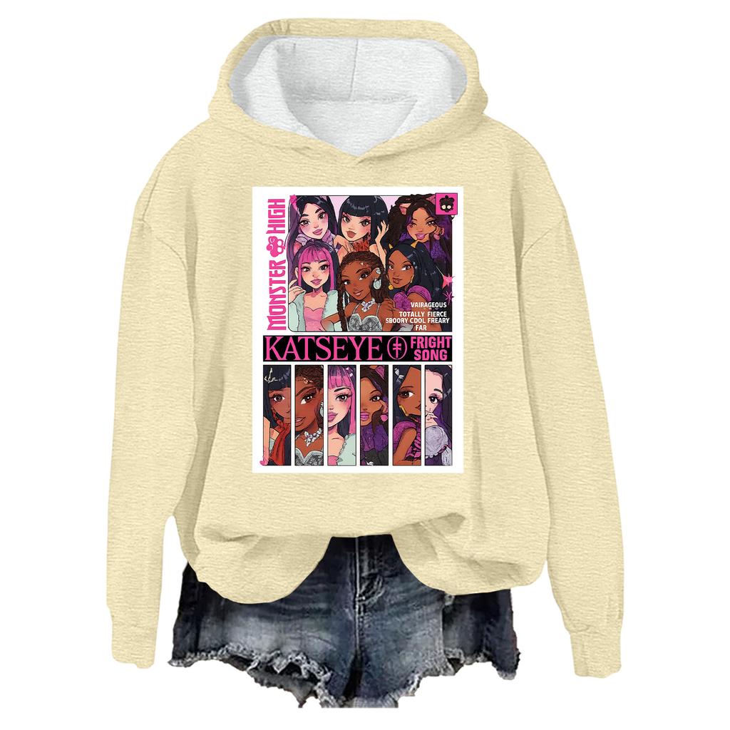 Women's Fashion Casual Long Sleeve Loose Printed Pullover Sports Long Sleeve Hooded Sweatshirt