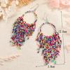 Bohemian Retro Ethnic Tassel Earrings with Long Rice Beads for Women
