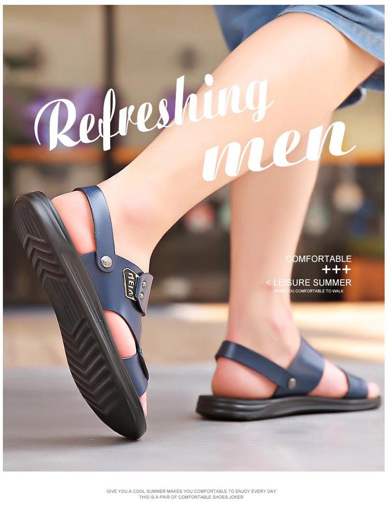 2025 Heren Slijtvaste Bruine Leren Sandalen - Jeugdtrend, Antislip, Ademend, Zomer Strand Schoenen.