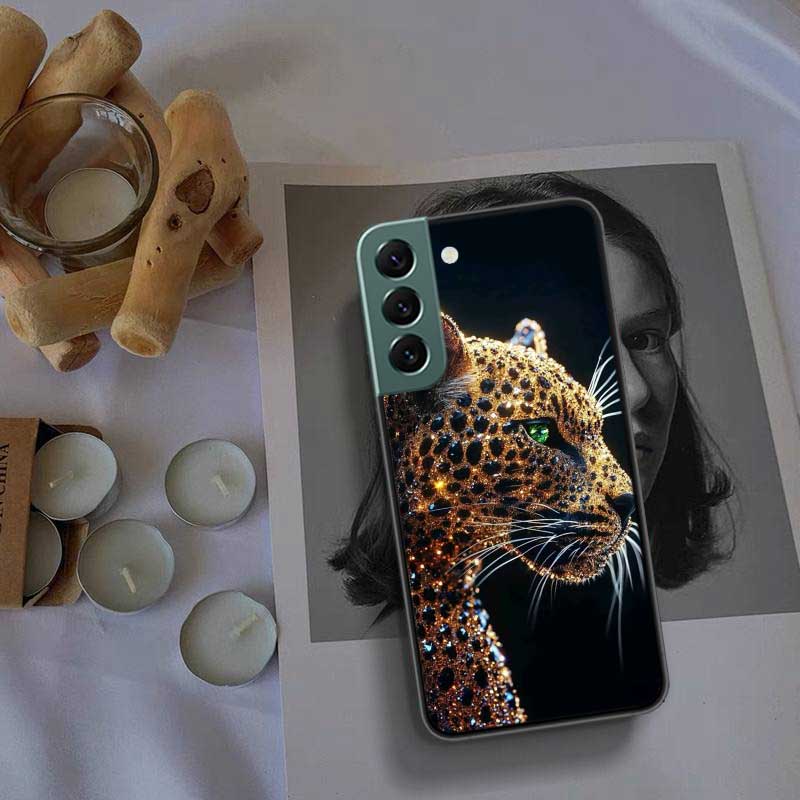 

Cheetah and Illusion Diamond Gem Phone For Samsung S25 Edge Galaxy S22 Ultra S21 S10 S9 Plus S20 S23 S24 FE Case S10E Cover Sili Samsung S22