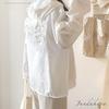 Jundakara Hoodie with Bunny Cute Long Lace and Subculture Sickly Korean White Women's Lace-Up Ears, Sleeves, Lightweight, Summer, Ruffles, Style,