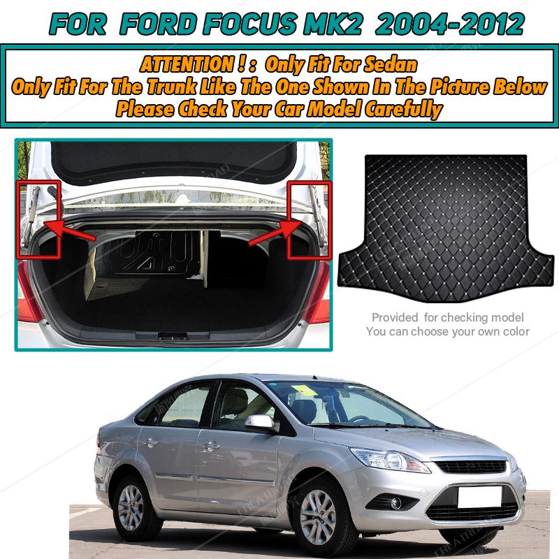 Car Trunk Mat For Ford Focus MK2 2004 2005 2006 2007 2008 2009 2010 2011 2012 Cargo Liner Carpet Interior Accessories