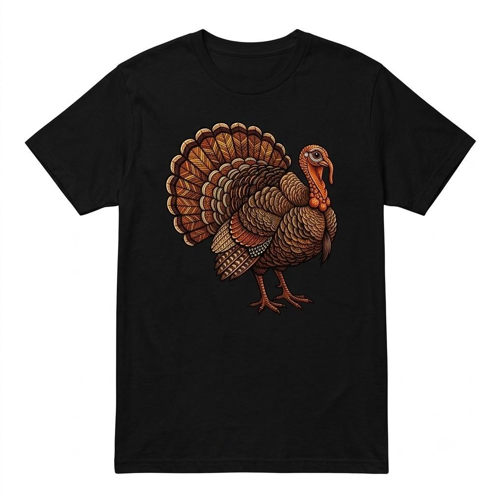 Turkey Graphic Thanksgiving Fall Black T Shirt Gift For Friends