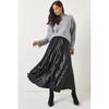 Women's Skirt Leather Look Elastic Waist Pleated Bell Skirt