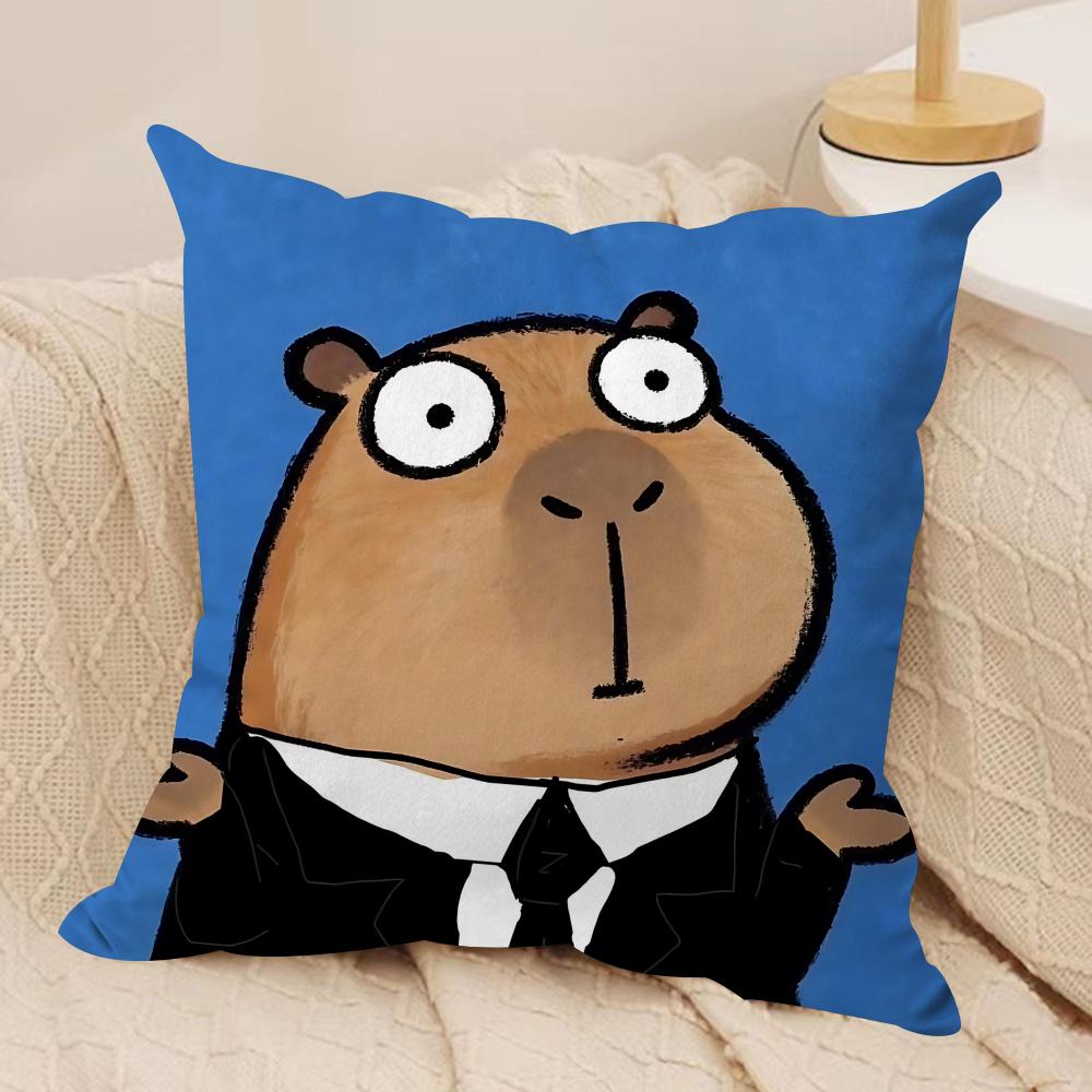 Cute Kicapara Cartoon Cushion Cover Silky Short Plush Invisible Zipper Dustproof Sofa Pillow Case For Home Decor