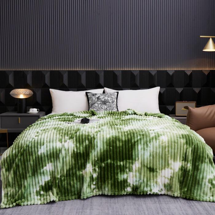 2025 Style Tie-Dye Imitation Rabbit Fur Plush Blanket