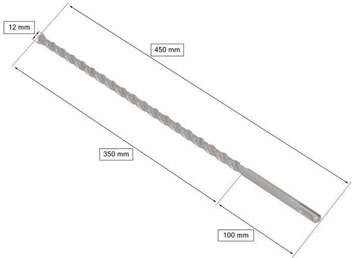 Foret SDS+ - KOTARBAU - 12 X 450 Mm - Alliage Métallique - Acier Trempé - Fixation SDS+