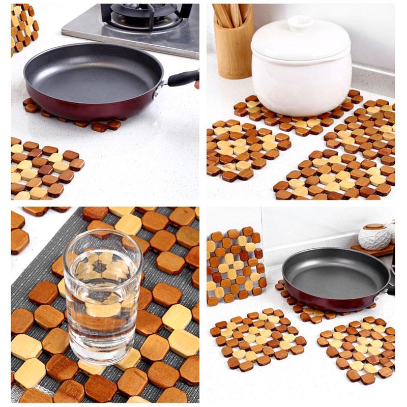 Kuchyňská bambusová izolační podložka Bambusová podložka na stůl Protiskluzová podložka pod hrnec Čtvercová ochrana proti opaření Podložka na stůl