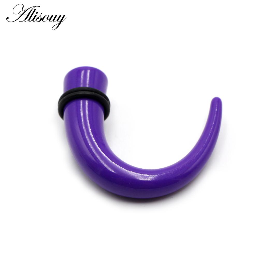 Alisouy 2pcs 1.6mm-11mm Acrylic C Sahpe Buffalo Horn Ear Gauges Ear Taper Stretching Plugs Tunnel Expander Body Piercing Jewelry