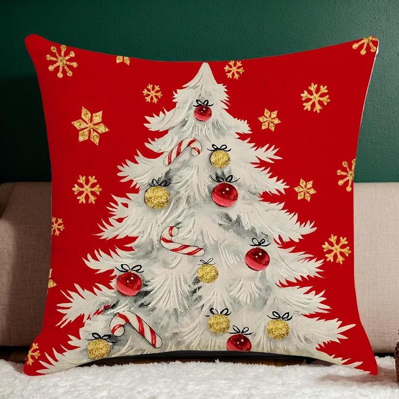 Christmas Reindeer Pillow Cover Christmas Throw Pillow Cover Cushion Soft Case Seasonal Decor Elk Snowman Christmas Tree Pillow
