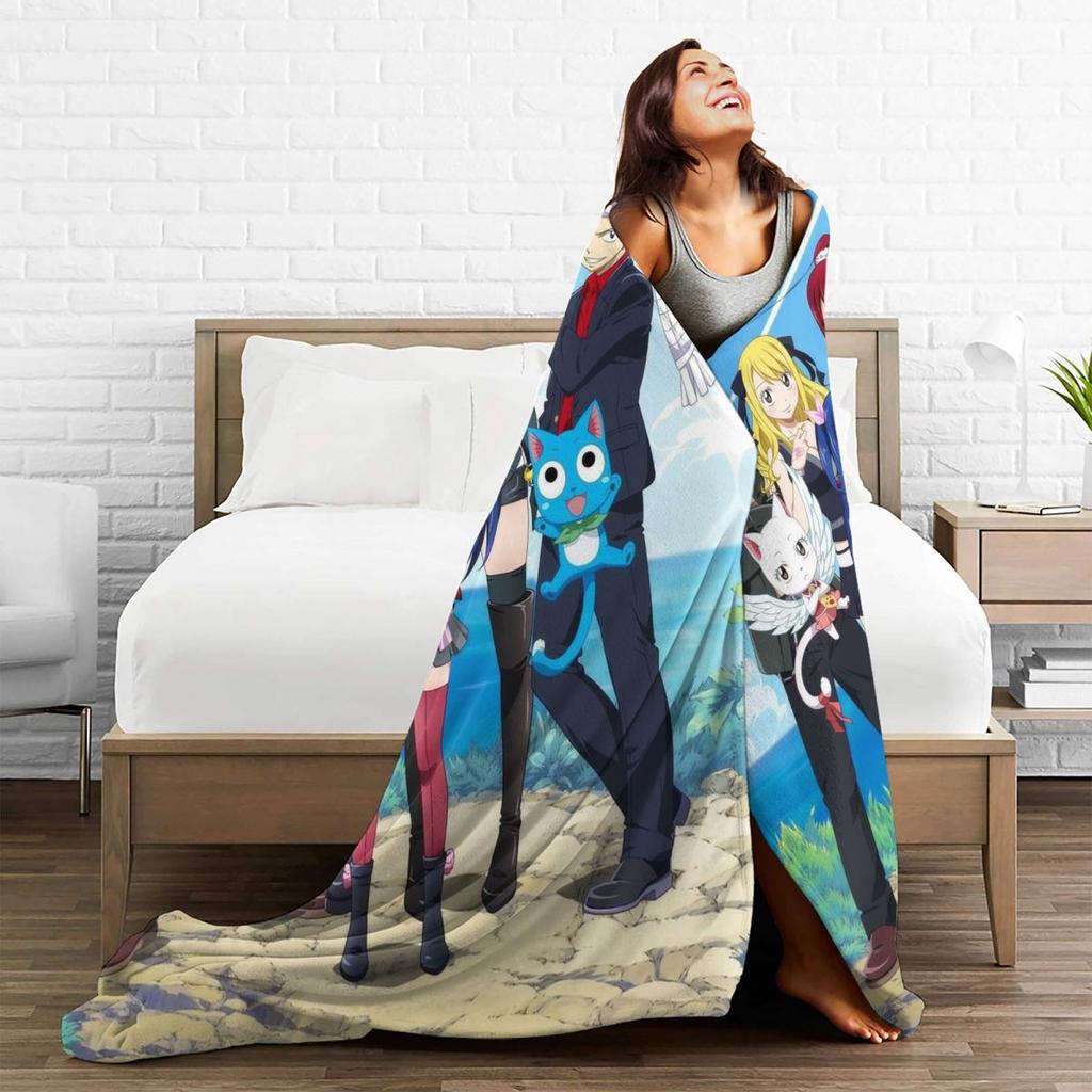 Fairy Tail Blanket Soft Warm Flannel Throw Blanket Cover for Bed Living Room Picnic Travel Home Couch