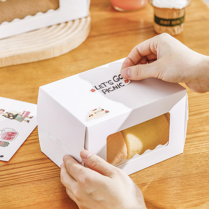 10pcs Cake Packing Boxes With Window Portable Cake Box Swiss Roll Mousse Dessert Gift Box Wedding Favors Xmas Party Decoration