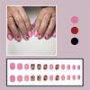 24Pcs Press On Nail Almond Glues On Nail French Fake Nail Designs False Nail Artificial Nail Gifts for Women Girls