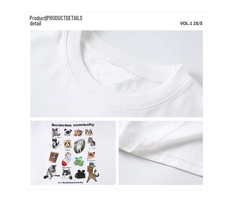 Damen Sommer T-Shirt mit Graffiti-Print im Distressed-Look - Locker geschnitten, kurzärmlig, High-Street-Stil