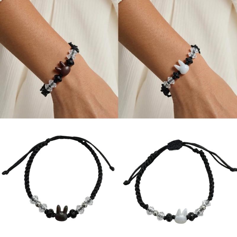 Braided Bracelet Rabbit Bracelet Charm Bracelet Handwoven Cord Bracelet Present for Youthful Trendsetters and Art Lovers