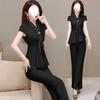 Fashion Suit for Women, Summer, Large Size, Loose, Stylish, Slimming, Belly-covering, Wide-leg Pants, Two-piece Set