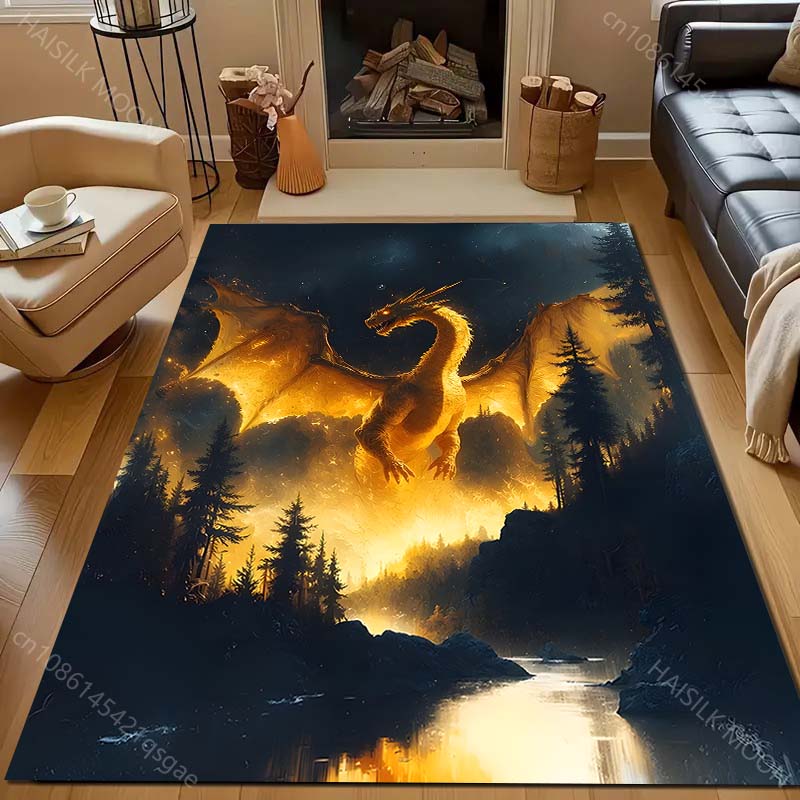 1PC Dragon In Night Sky Pattern Rug Carpets for Bedroom Living Room Sofa Mat Creative Door Mat Cloakroom Home Decor