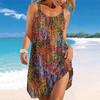 Abito da Spiaggia da Donna Mini Abito Stampa Variopinta Casual Moderno Senza Maniche Vestibilità Larga Esterno Quotidiano Estivo