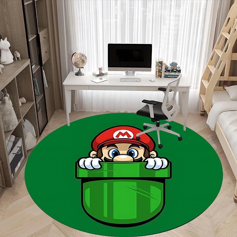 1pc Pocket Mario Office Round Area Rug,  Under Office Chairs Bedroom Living Room Home Decor a0926192