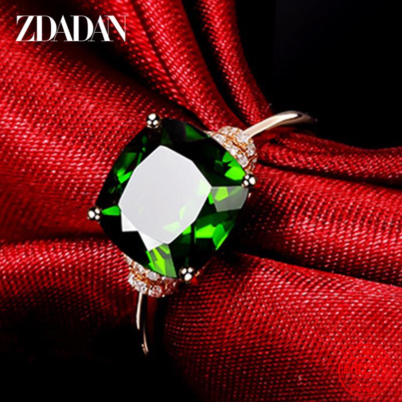 925 Sterling Silver 8MM Emerald Ring for Women Temperament Zircon Finger Rings Jewelry Gift 6