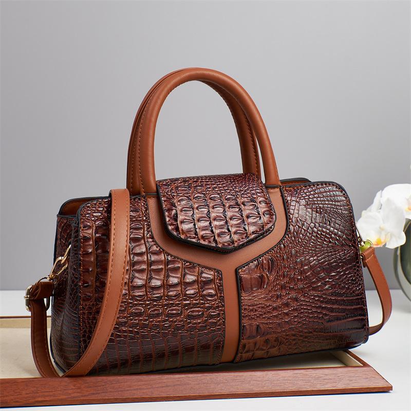 

New crocodile pattern splicing high quality large capacity single shoulder oblique span texture solid color women s bag big bag