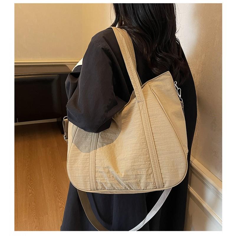 New Nylon Cloth Bag Fashionable Japanese Simple Solid Color Shoulder Commuting All-matching Large-capacity Tote