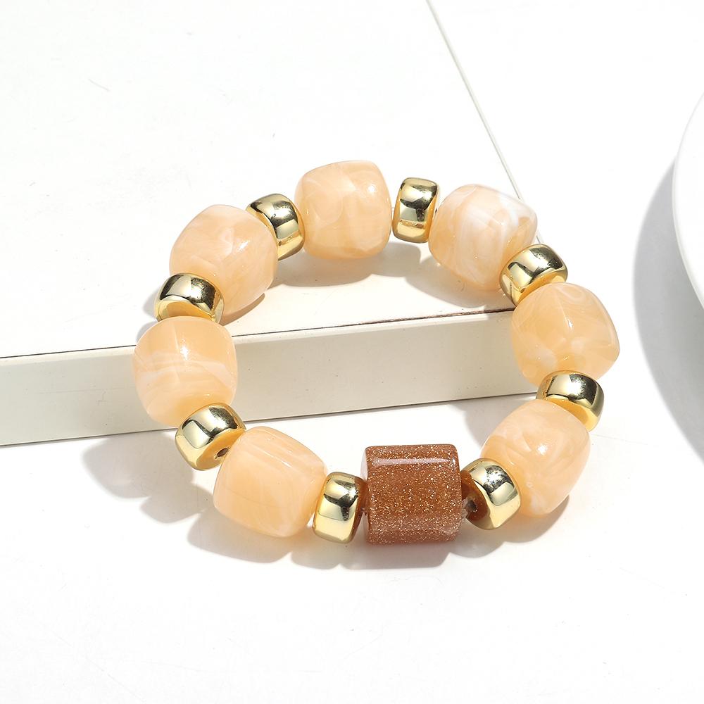 Fashion Acrylic Big Square Beads Bracelet for Women New Trendy Colorful Imitation Stone Strechy Bracelets Statement Jewelry Gift