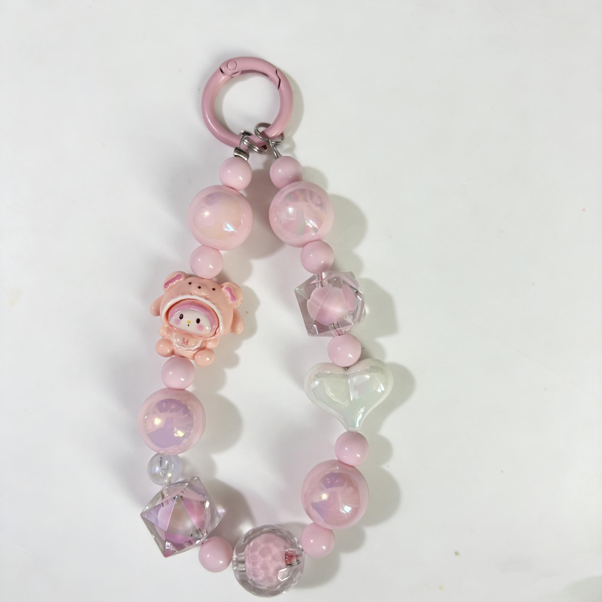 

Colorful Cartoon Beaded Phone Lanyard & Bag Charm розовый