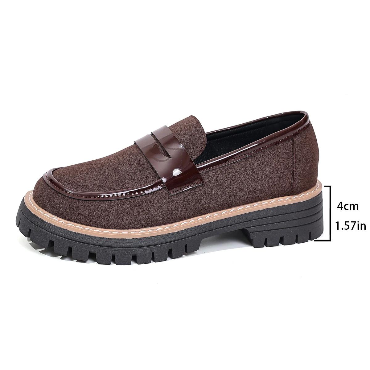 

Модная женская обувь на распродаже 2025 Лоферы Женские туфли на высоком каблуке Лаконичные офисные и карьерные туфли Женские туфли с круглым носком Большого размера Слипоны Женские 42 темно-коричневого