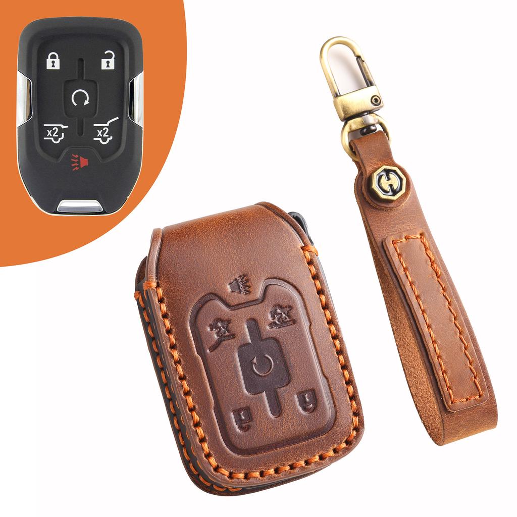 Suitable For General Purpose Gmc Pickup Truck Key Cover Suitable For Cross-Border Chevrolet General Purpose Gmc Handmade Leather Buckle Bag
