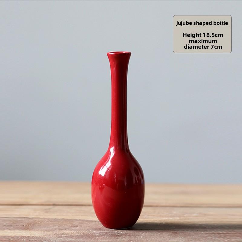 Red Ceramic Vintage Small Vase Festive Wedding Housewarming New Year Decor Elegant Home Ornament