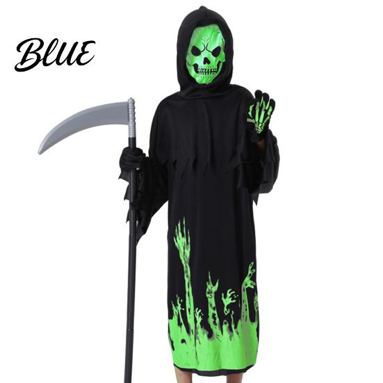 Costume For Special Events Halloween Grim Reaper for Kids Glow-in-the-Dark Cosplay Eye-catching Party Wear Outfit with Scythe Parties Dress-Up