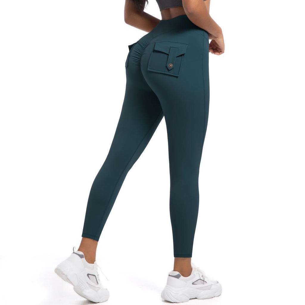 European-American High Waist Elastic Peach Butt Leggings - Quick-Dry Yoga, Running & Fitness Pants with Hip Lifting Button.