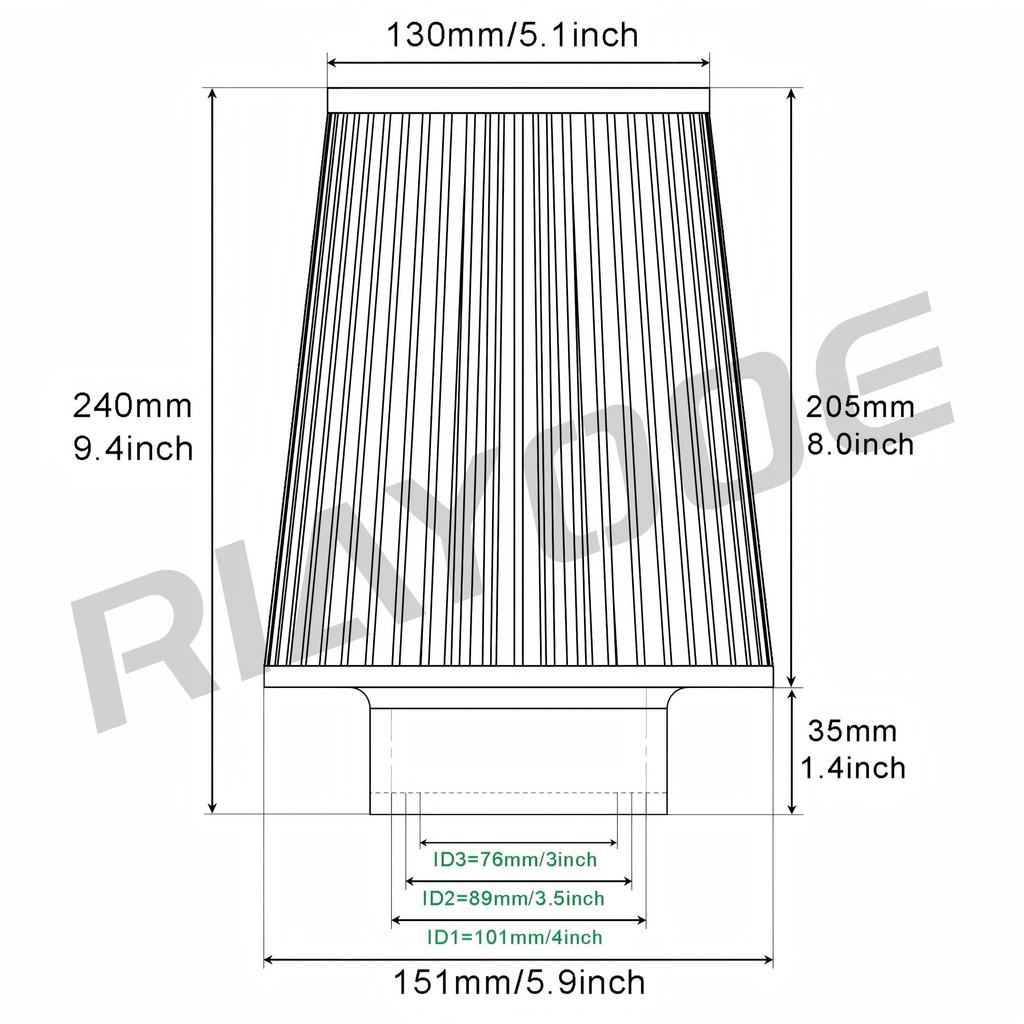 3" 3,5" 4" High Flow Kegel-Luftfilter Wiederverwendbar Universal für Auto Motor Lufteinlass 76mm 89mm 101mm Sport Kaltluftansaugung Kegel-Luftfilter