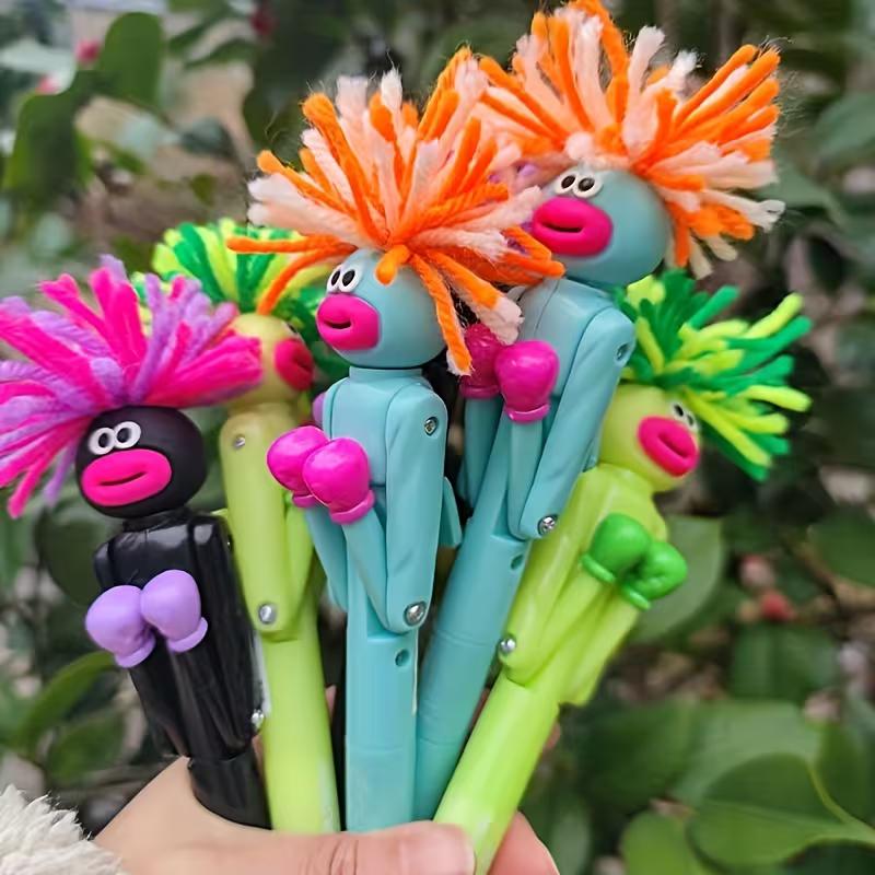 1pc Funny Exploding Hair Boxing Ballpoint Pen - Creative Knock Pen, 1.0mm Black Refill, Funny Birthday Gift