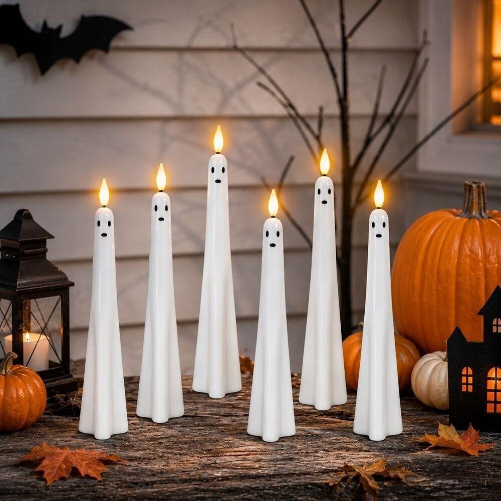 Realistic Flickering Ghost LED Candles Spooky Atmosphere Lighting Holiday Decor