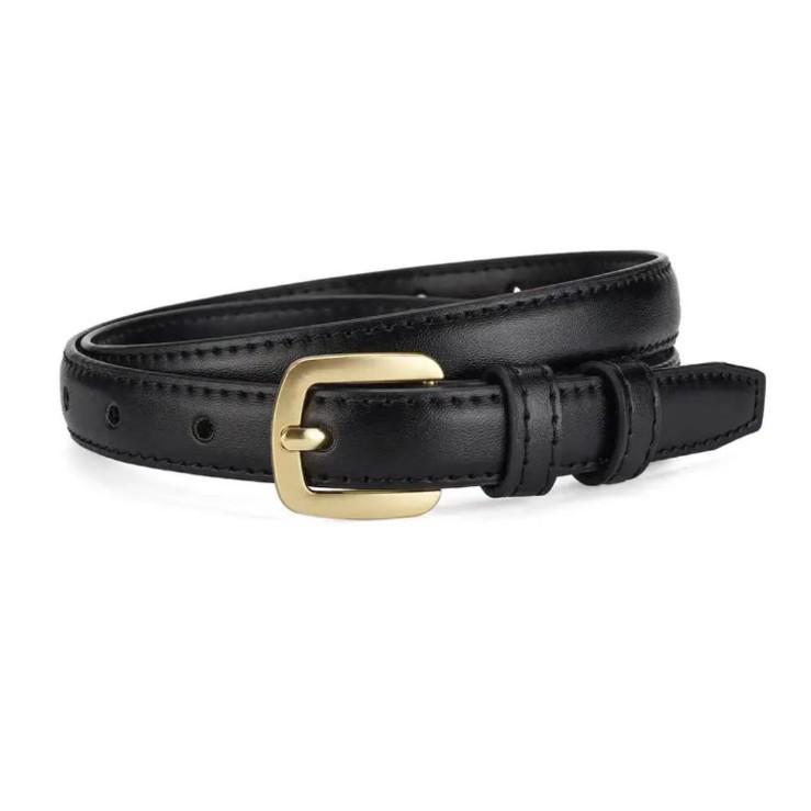 Women's High-End Fashion Smooth Buckle Leather Belt - Trendy and Versatile for Jeans or Casual Wear