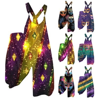 Women's  Overalls  Print Vintage Jumpsuit (Non-Adjustable Straps)