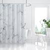 Gray And White Marble Shower Curtain Set With Hooks, Abstract Modern Luxury Gray And White Marble Bathroom Shower Curtain